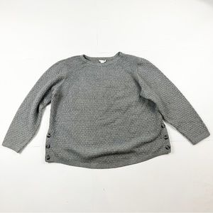 J Jill Gray‎ Textured Sweater With Size Buttons Size Large